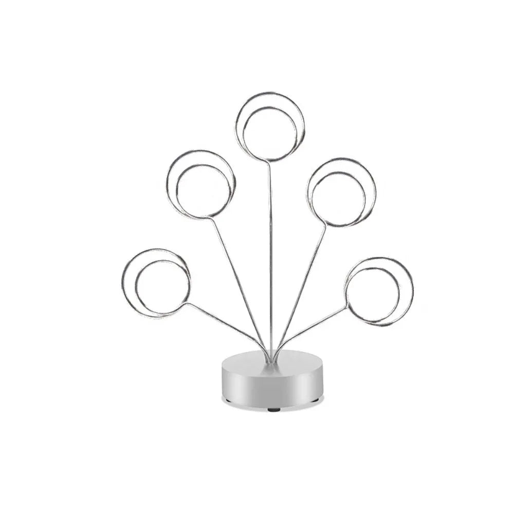 Multifunctional Creative Note Clips Stable Heart/Round Business Card Holder Portable Vertical Desktop Card Clamp Party Supplies Oasis Select Silver Round