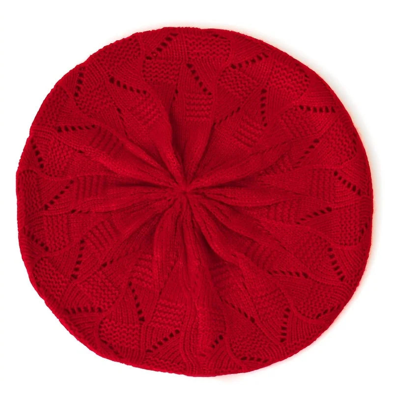 Women's Plain Color Knit Beret Hat Spring Casual Thin Acrylic Berets for Women Ladies French Artist Beanie Beret Hats Oasis Select
