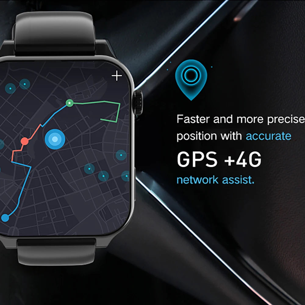 RAM 4GB ROM 64GB 1.99 Inch 4G Call Smart Watch GPS Wifi Smartwatch Dual Camera SIM Heartrate Testing Waterproof Sports Men Gift Oasis Select