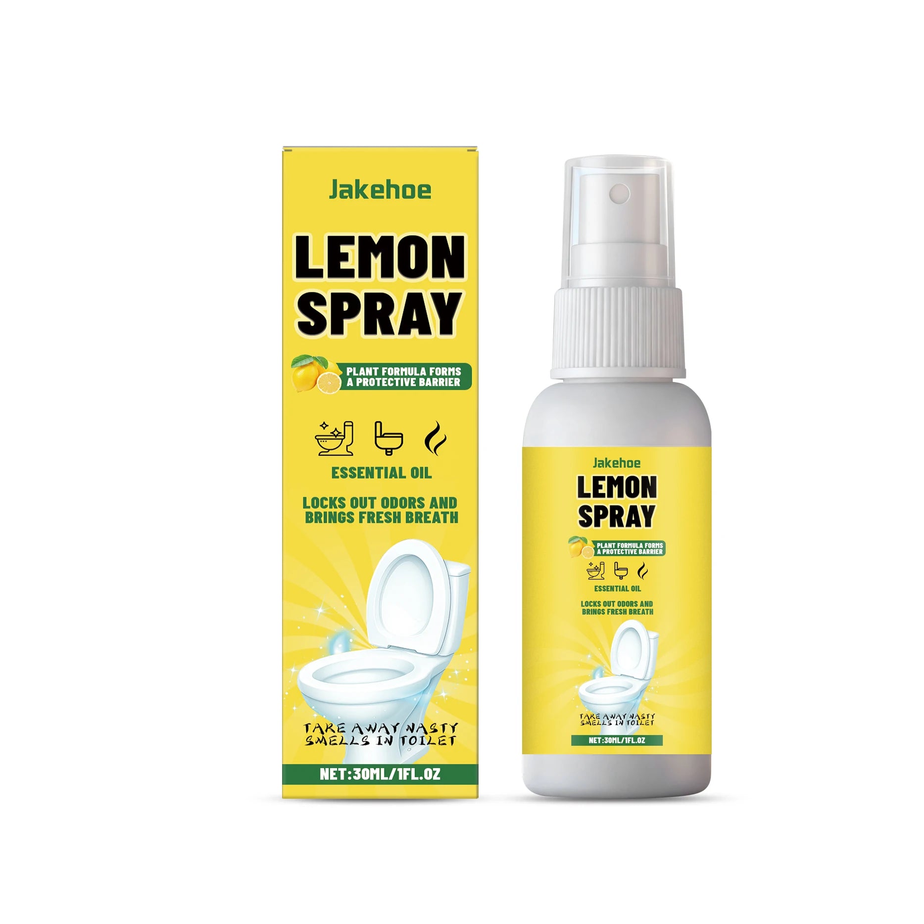 Lemon Toilet Spray for Deodorizing Descaling Remove Stains Fragrant and Refreshing Scent Toilet Deodorization Spray Oasis Select 30ml boxed