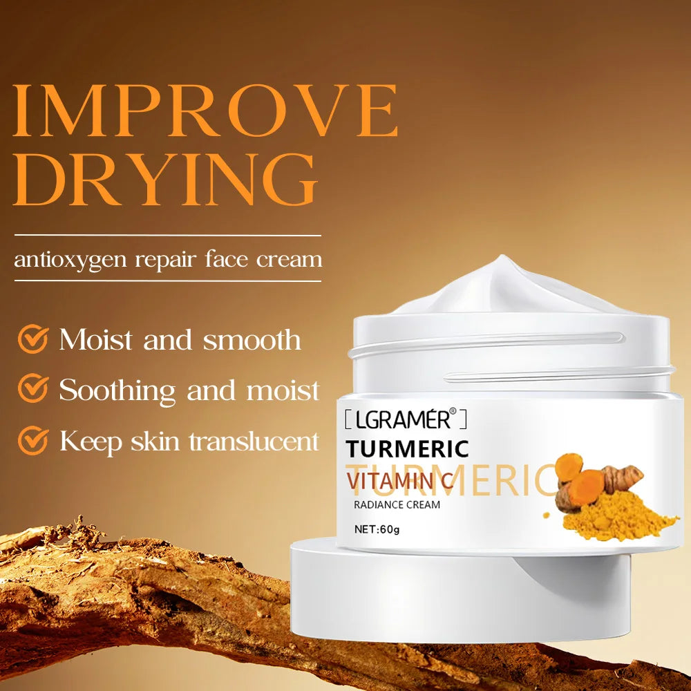 Turmeric Face Cream for Face Body Natural Turmeric Skin Brightening Lotion Vitamin E Cream with Hyaluronic Acid and Collagen Oasis Select