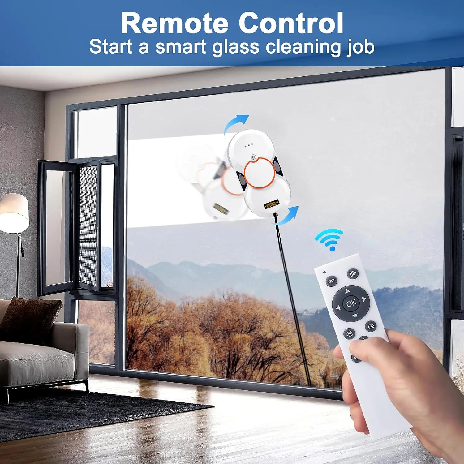 URGGU 3800Pa Robot Window Cleaner with Auto Water Spray