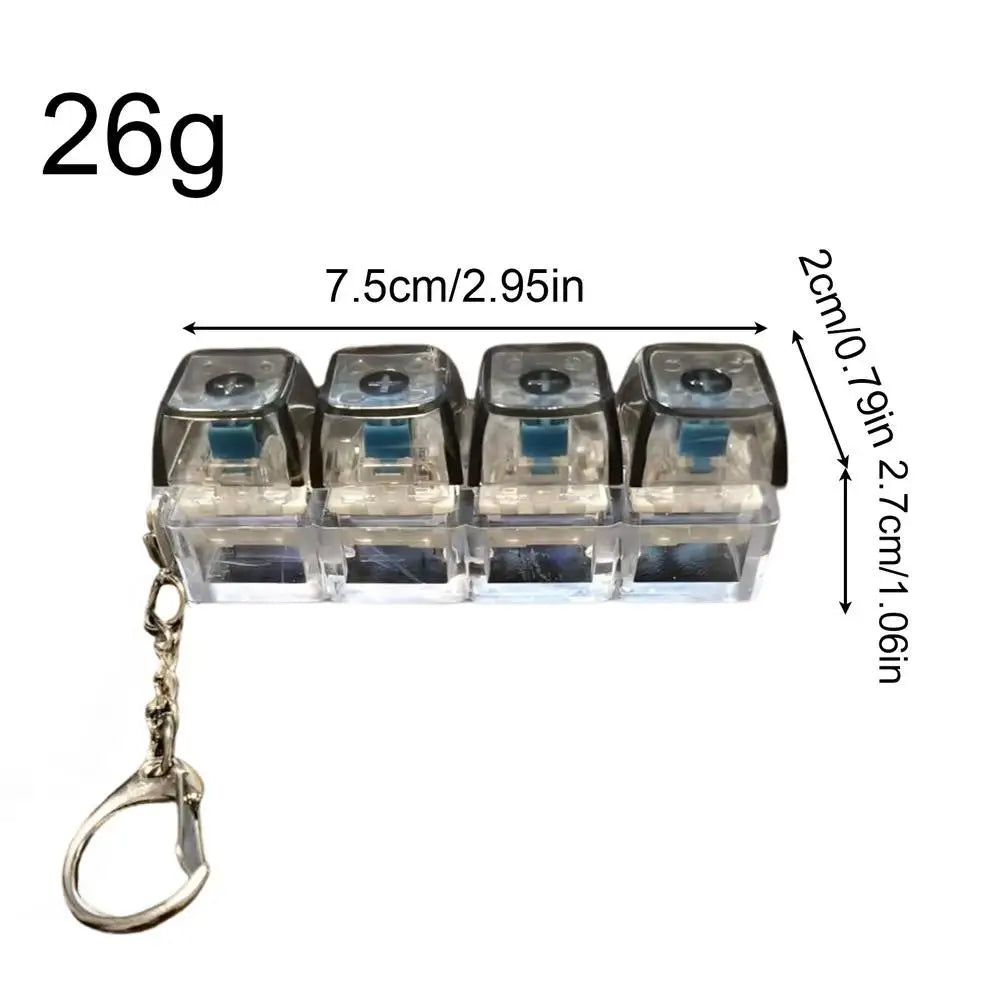 LED Keyboard Key Chain Fidget Toy for Adults Fidget Clicker Decompression Keychains Stress Relief Gadget Interesting Pendant Oasis Select Black