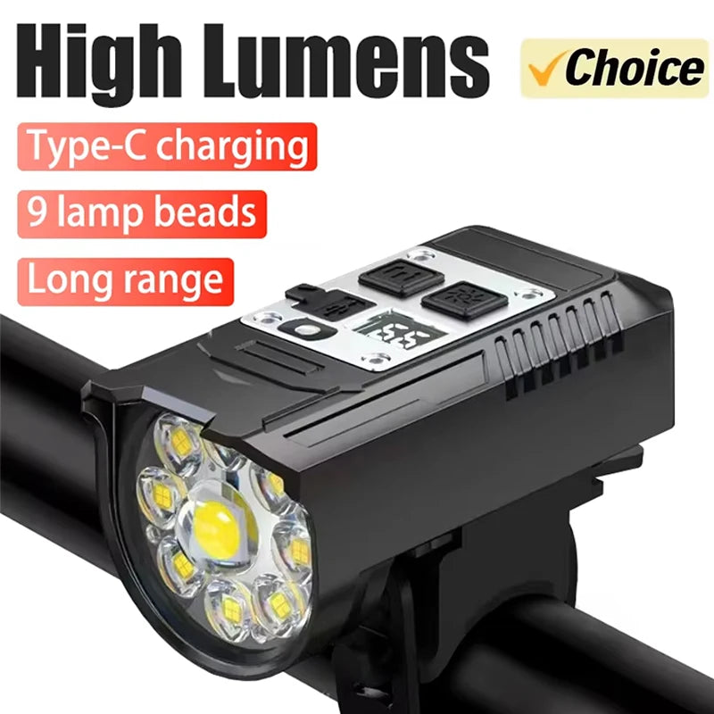 Bright Bicycle Light T6 LED Front USB Rechargeable MTB Mountain Bicycle Lamp 1000LM Bike Headlight Flashlight Cycling Scooter Oasis Select 9LED