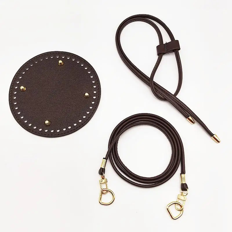 PU Leather Bucket Bag Base DIY Kit – Strap & Drawstring Set Bag Making Kit Oasis Select 3PCS Deep brown