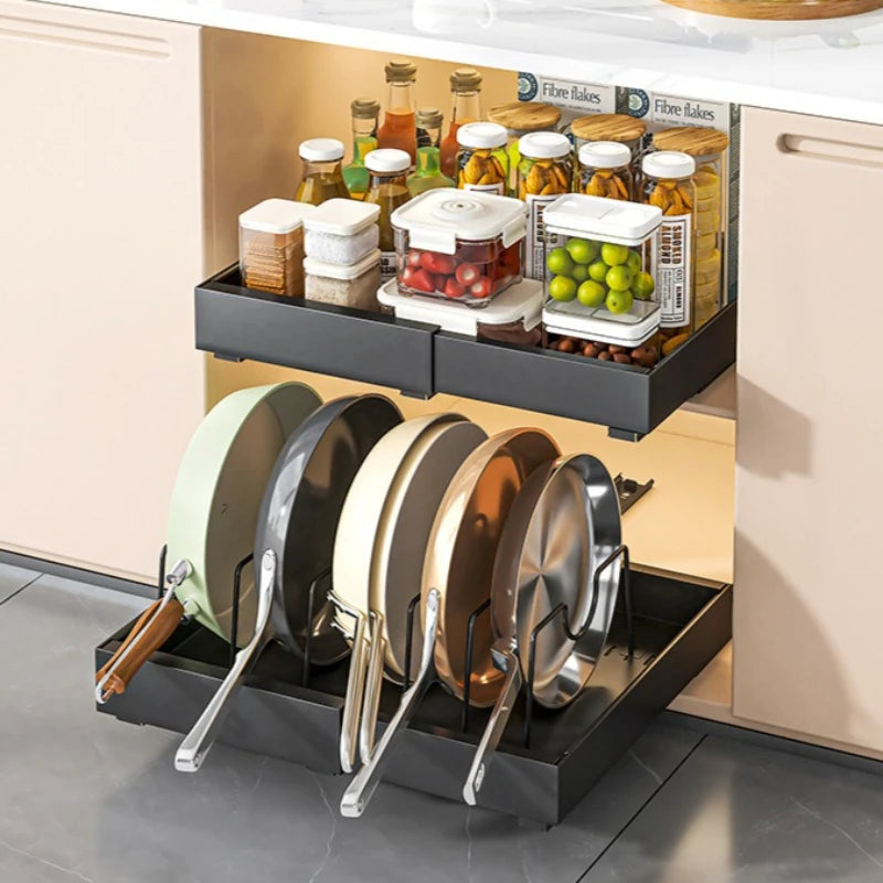 Kitchen retractable rack, seasoning bottle in cabinet, pulling storage rack, sink, pot, sundries, organizing rack, drawer Oasis Select