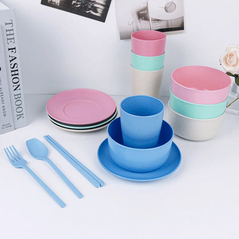 6Pcs Tableware Set Wheat Straw Cutlery Dinnerware Set Unbreakable Tableware Dishes Camping Set Of Dishes Dinnerware Oasis Select