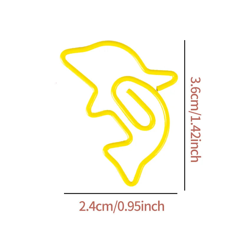 30pcs Colorful Dolphin Bookmark Paper Clips Cute Animal School Office Supply Metal Gift Stationery Decorative Photo Lovely Oasis Select Yellow-30pcs