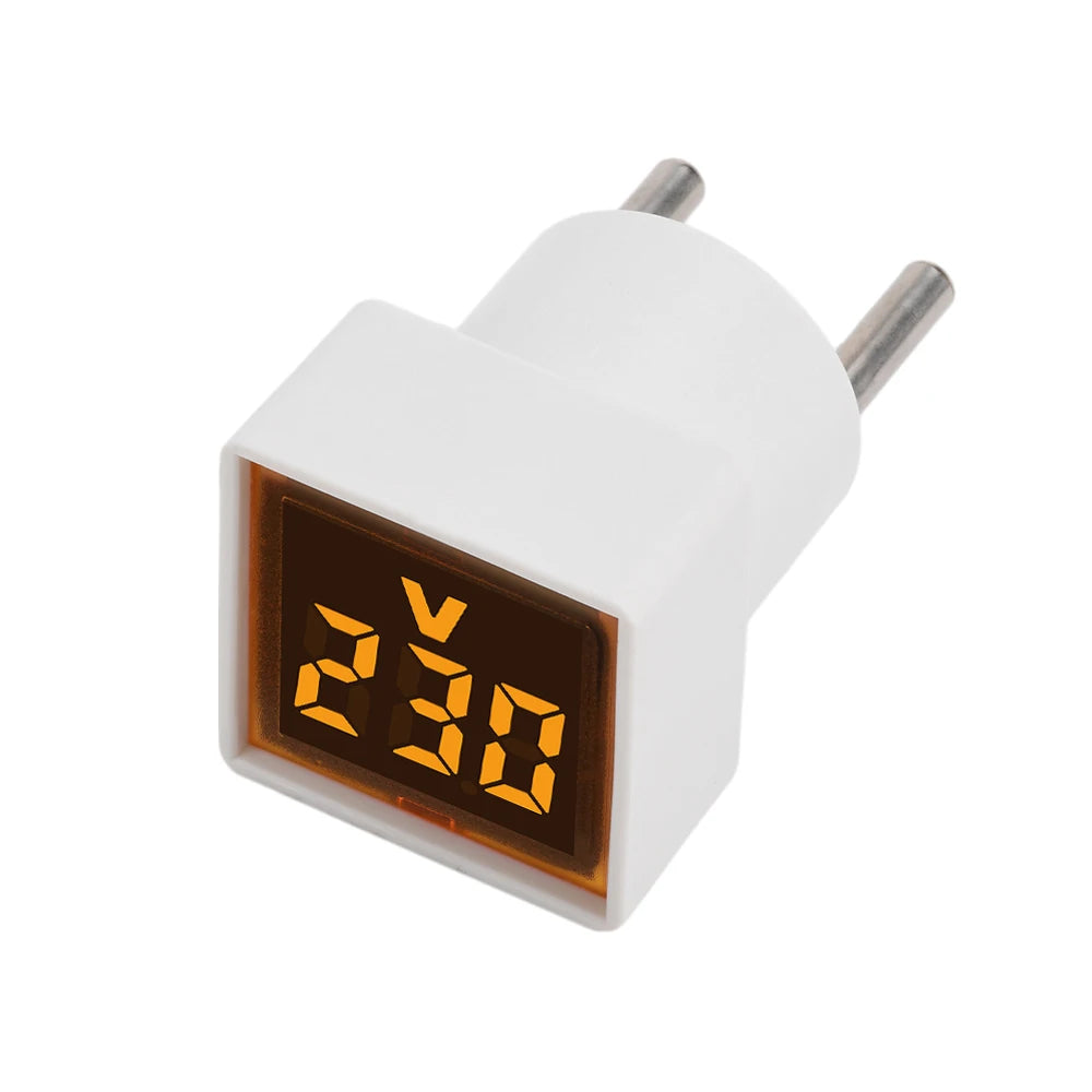 Mini Square Voltmeter AC 50V-500V Digital Voltage Tester Monitor LED Display Voltmeter Indicator Light Electrical Instruments Oasis Select Orange light