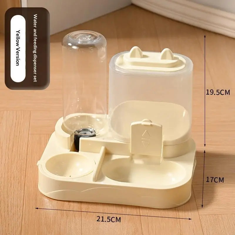 2-in-1 Large Pet Feeder Water Dispenser Dry Wet Separation Durable Plastic Transparent No Battery For Cats Dogs Travel Oasis Select D