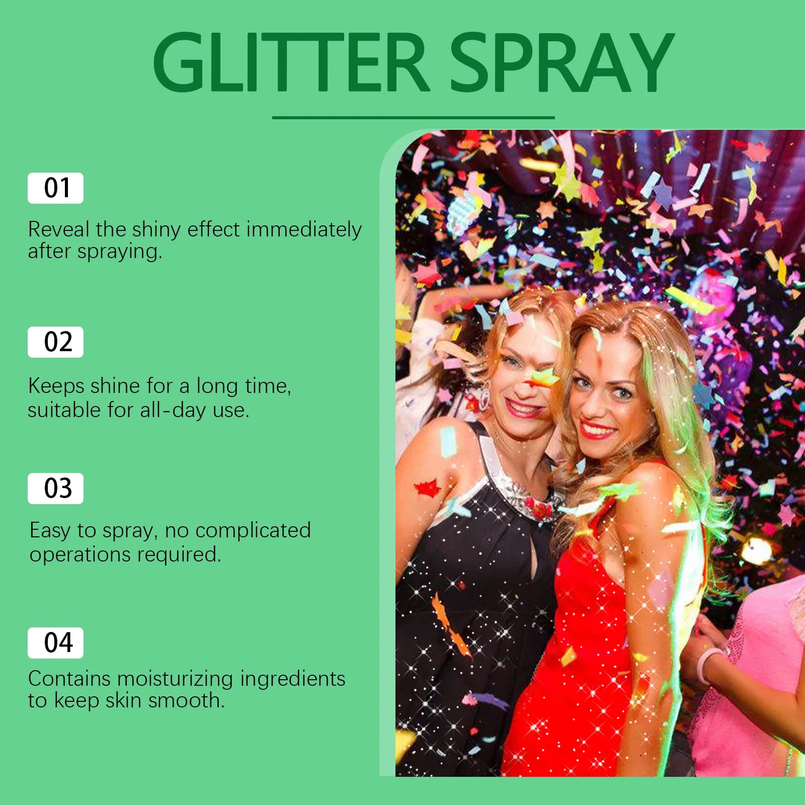 Eelhope Glitter Spray – Body, Face & Hair Shimmer Highlighter Body Glitter Spray Oasis Select