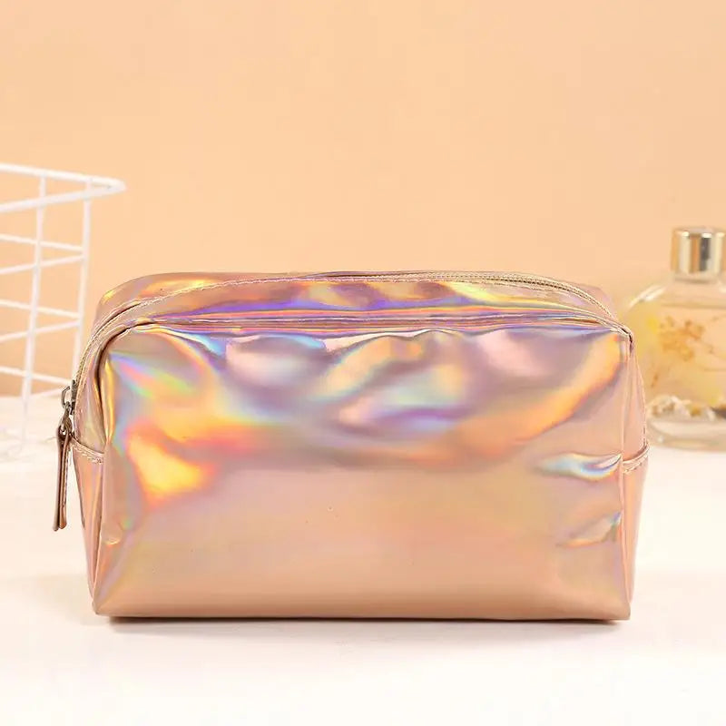 Holographic Laser Cosmetic Bag | Waterproof Travel Makeup Organizer Travel Cosmetic Bag Oasis Select Champagne