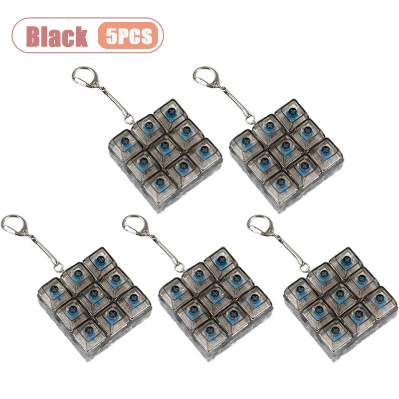 1-20PCS 9 Keys Mechanical Switch Tester Keychain Fidget Clicky Stress Relief for Keyboard Enthusiast Gamer Desk Decor Oasis Select Black-5PCS