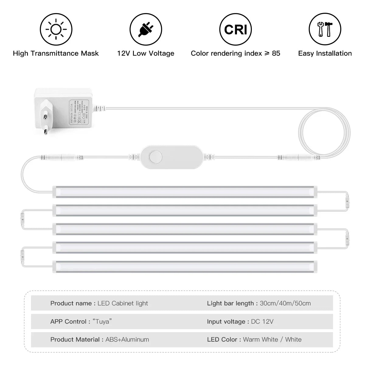 Smart Home Convenient Lamp 12V Zigbee LED Bar Light Tuya app Control House Lamp,Kitchen Foyer Night Lighting,Support Alexa Googl Oasis Select