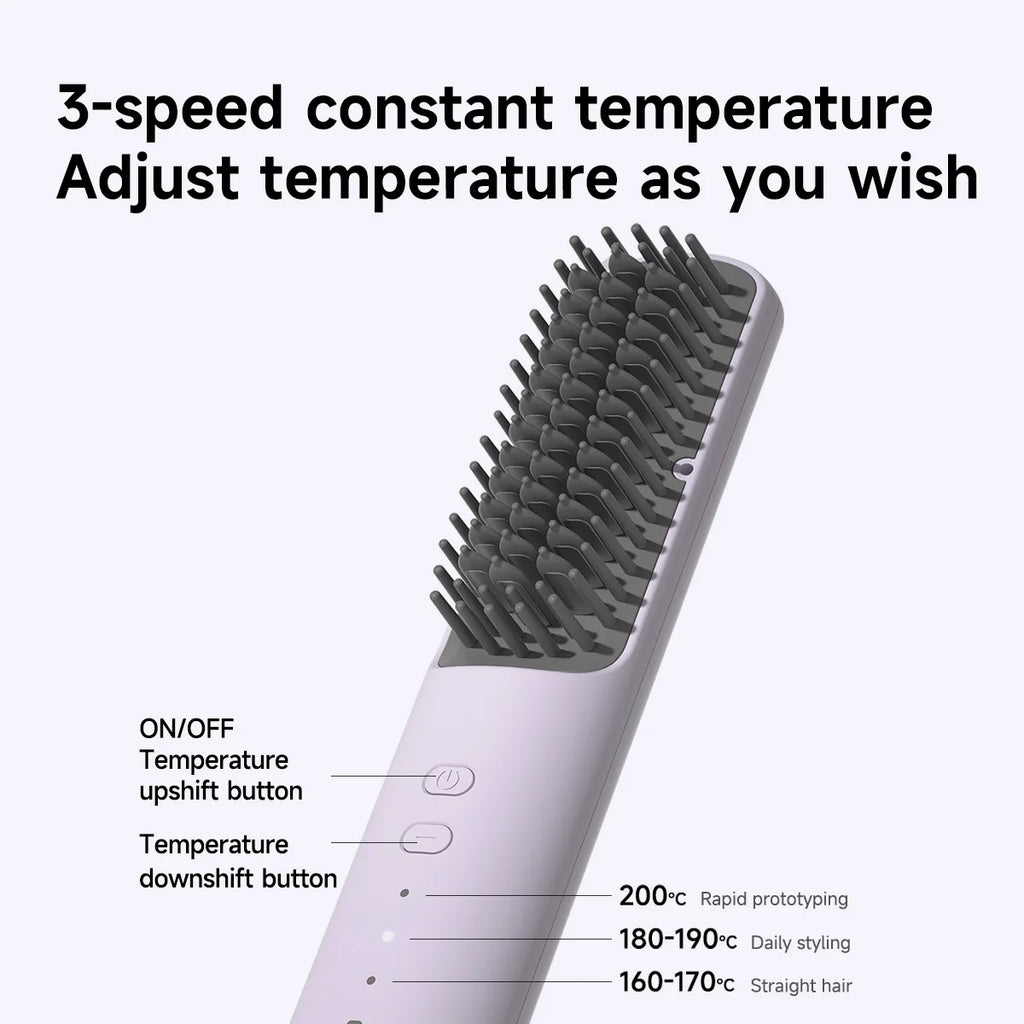 DOCOLAB 2-in-1 Straight Hair Comb Curler Negative Ion USB Charging 30s Heat Up Travel-Friendly Styling Brush Cordless Gift Oasis Select Default Title