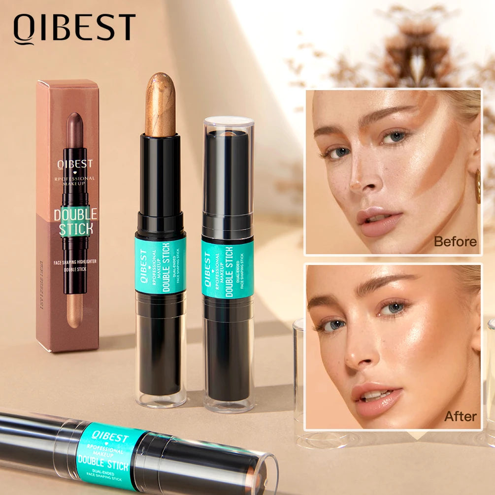 QIBEST 2-in-1 Highlight & Contour Stick | Cream Bronzer Blush