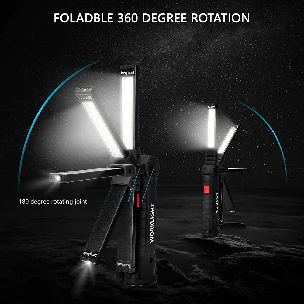 Rechargeable Camping LED Flashlight Work Light with Magnet and Hook IP64 Waterproof 5 Lighting Modes Suitable for Night Work Oasis Select