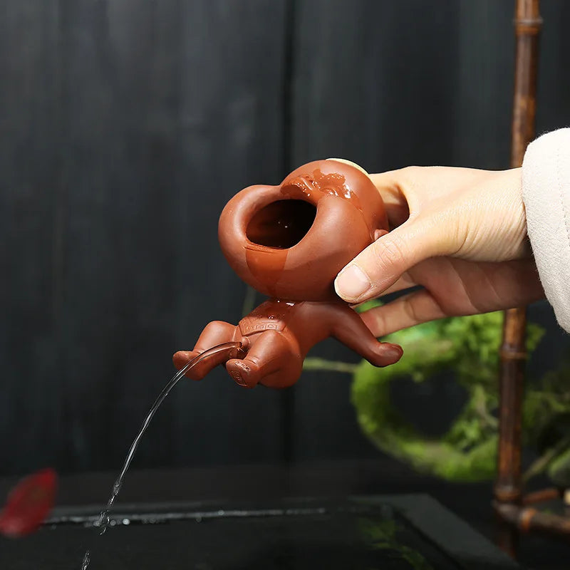 Creative Purple Clay Urinating Boy Tea Pet Fun Peeing Doll Multifunctional Home Tea Tray Kung Fu Tea Set Unique Gift Decor Oasis Select