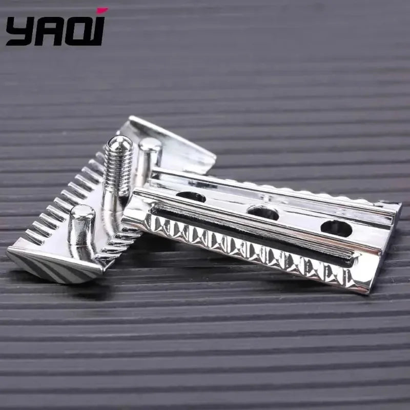 YAQI Men's Double-Edged Slant Safety Razor Head Replacement Aggressive Chrome Color Accessory Oasis Select