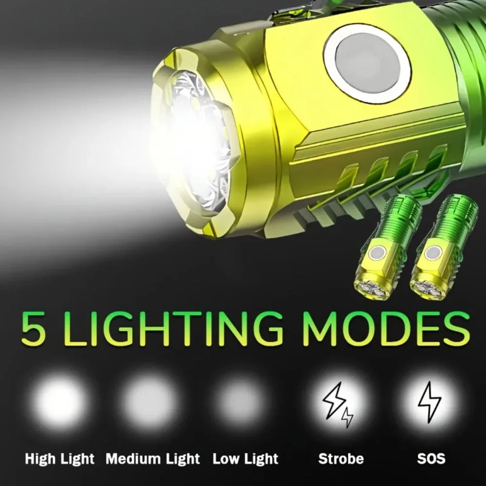 MINI High Power LED Flashlight Built-in Battery Rechargeable with Pen Clip Torch Outdoor Waterproof Camping Emergency Lantern Oasis Select