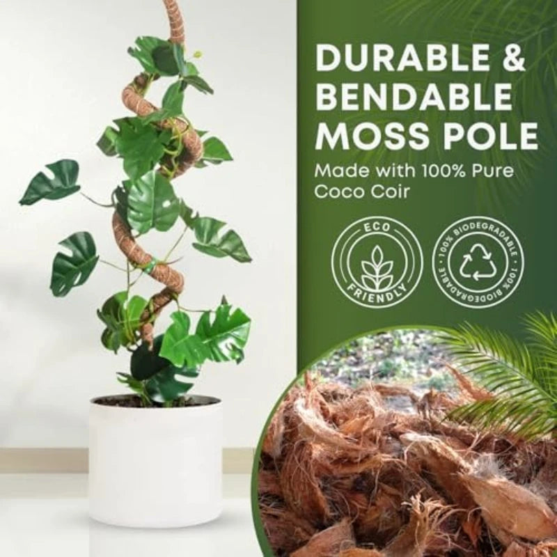 Plant Monstera Support Bendable Moss Pole for Plants Coconut Palm Fiber Monstera Handmade Coco Climbing DIY Garden Accessories Oasis Select