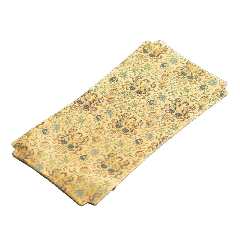 Chinese Zen-style Satin Tea Mat, High-end Women's Tea Table Mat, Double-sided Floral Dry Tea Mat, Teapot Mat, Table Runner Oasis Select