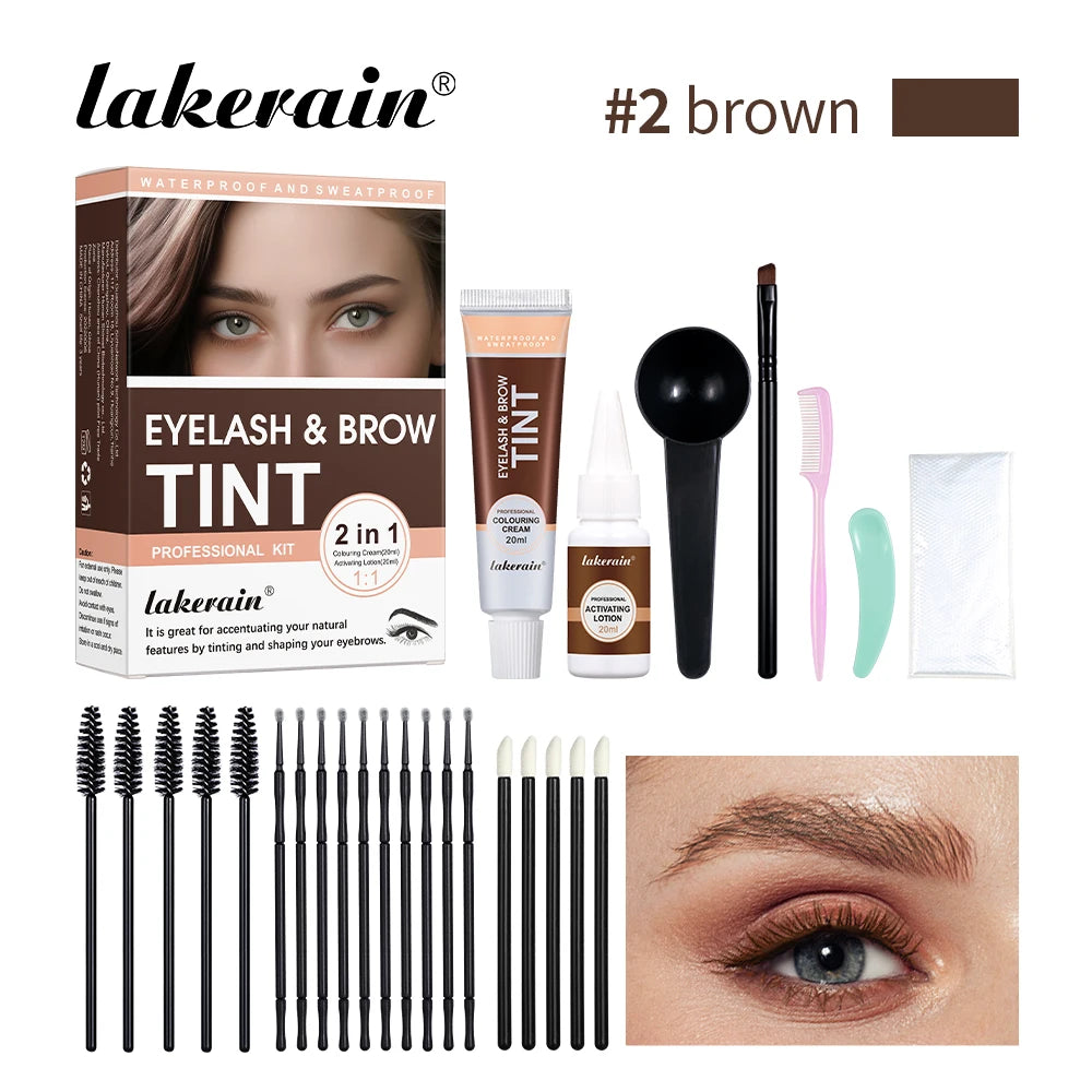Lakerain Eyelash & Brow Tint Natural Bushy Eyebrow Makeup Kit Waterproof And Sweat-proof Long-lasting Natural Looking Effect Oasis Select brown