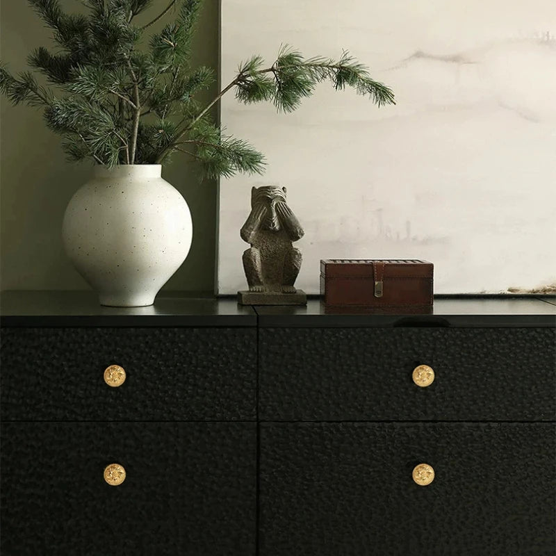 Brass Furniture Genuine Gold Plated Handle Cabinet Door Handle Drawer Light Luxury French European Gold High-end Single Hole Oasis Select