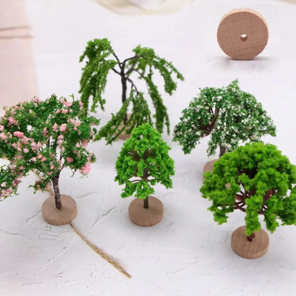 Miniature Model Trees Dollhouse Moss Rock Wooden Base DIY Diorama