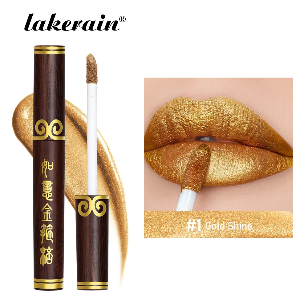 Lakerain Matte Velvet Lip Gloss Waterproof Liquid Lipstick Nude Lips Tint Mud Non-sticky Long Lasting High Shine Lip Glosses Oasis Select Gold Shine