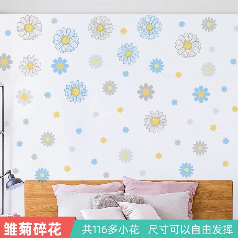 Ink Smudge Light Blue Mountain Background Wall Decoration Stickers Bedroom Bedside Chinese Artistic Conception Wall Stickers Oasis Select 5