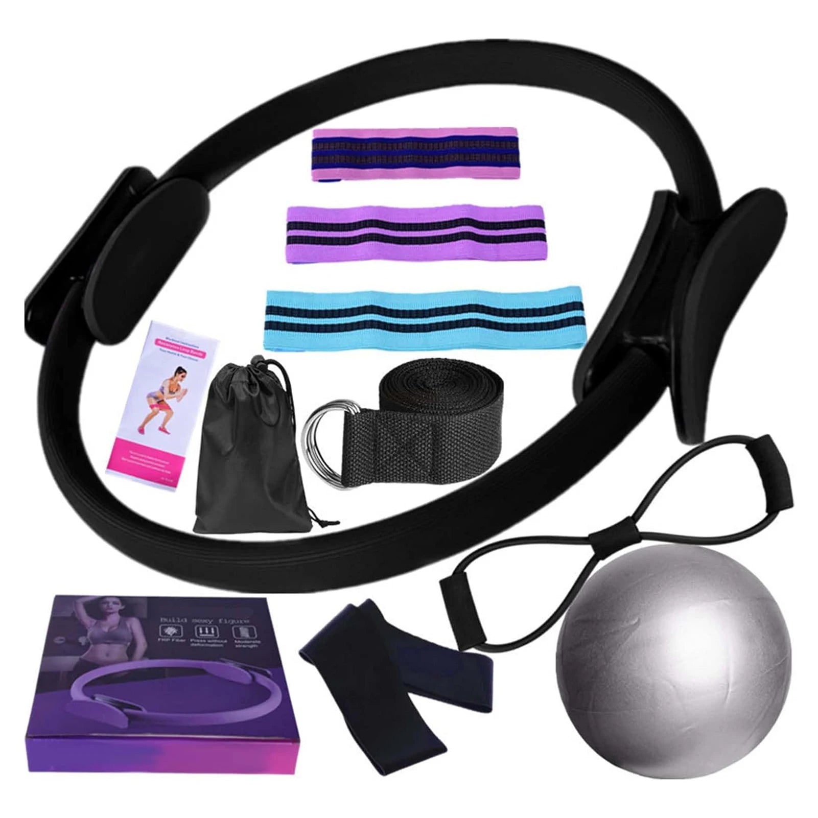 11-Piece Yoga & Pilates Set – Rings, Ball & Resistance Bands