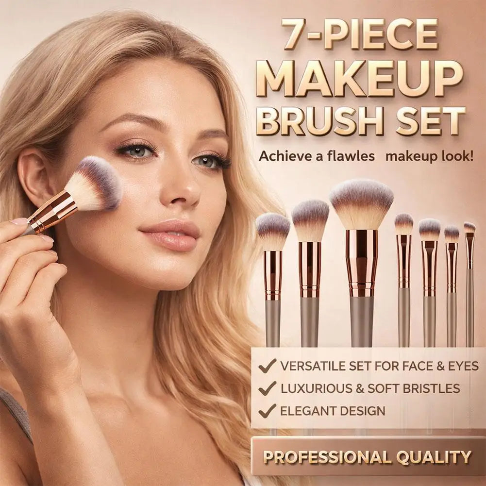 7-Piece Makeup Brush Set – Foundation, Blush & Eyeshadow Makeup Brush Set Oasis Select