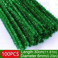 100pcs New 30cm Glitter Chenille Stems Wool Top Christmas DIY Craft Supplies Torsion Bar Tinsel Stems Oasis Select Green