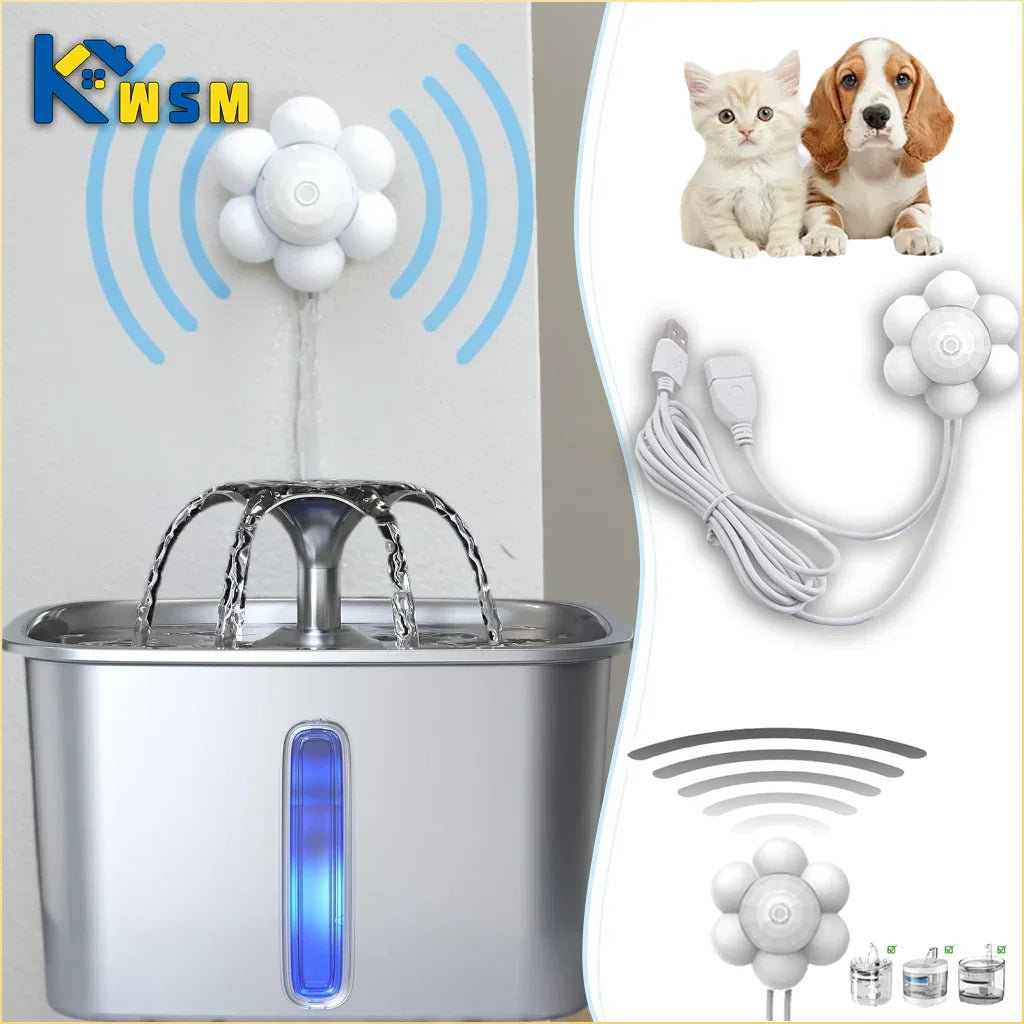 Smart Motion Sensor Pet Water Fountain USB Filter Cats & Dogs