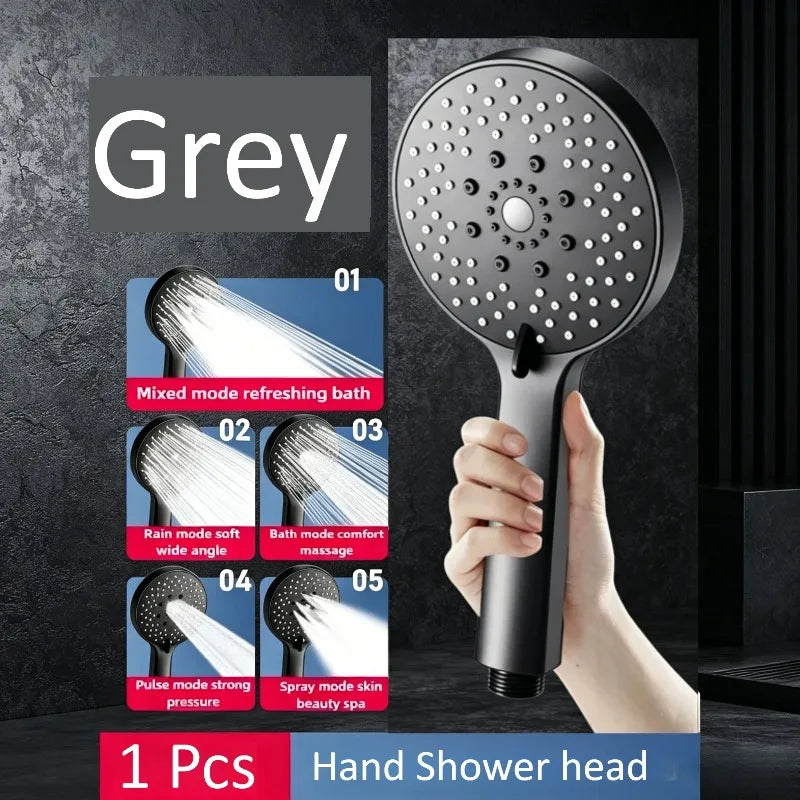 Shower Head Black Adjustable 5-Mode High Pressure Shower Head Bathroom Shower Kit with Large Water Outlet for Household Use Oasis Select Grey