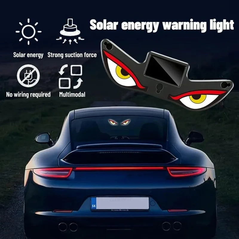 Solar Powered Neon LED Car Ambient Lamp Durable Wireless Cool Devil Eye Suction Cup USB Rechargeable Breathing Decoration Light Oasis Select