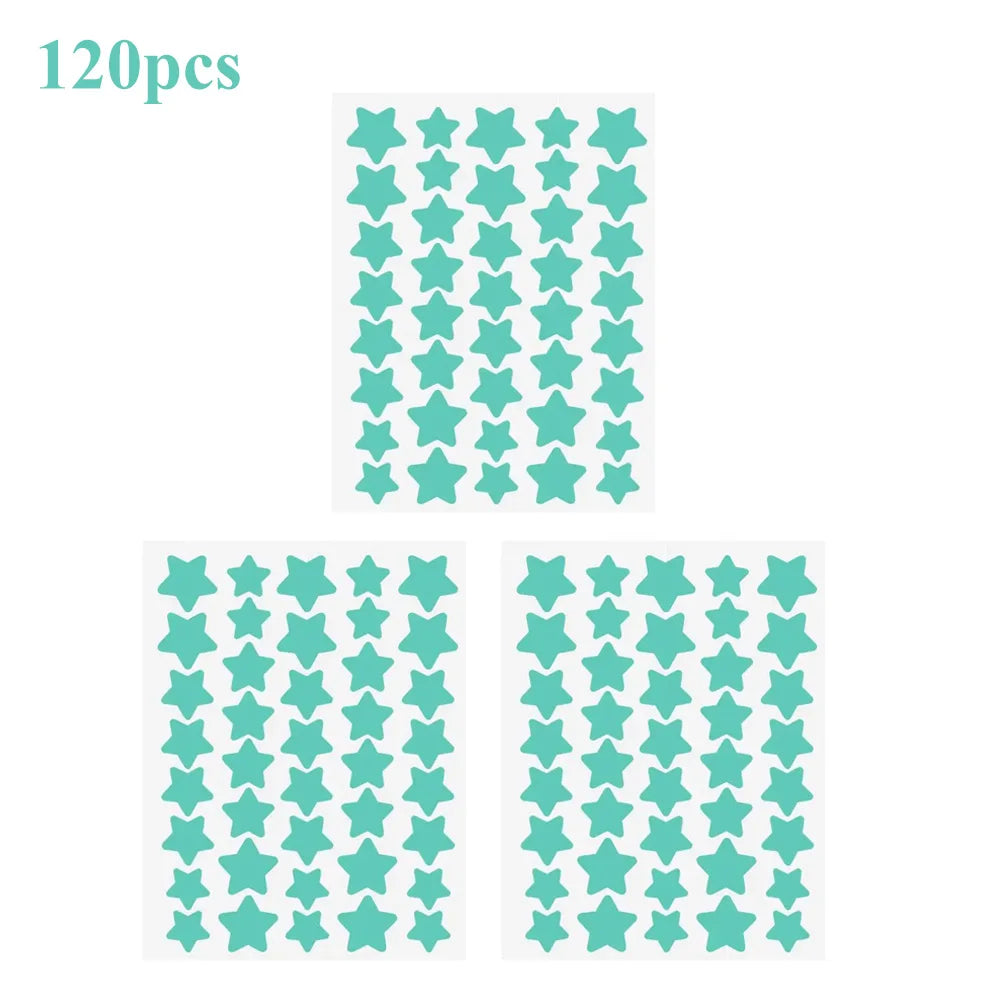 40pcs/120pcs Colorful PE Pimple Patches Cute Star Shaped Pimple Cover Sticker Invisible Pimple Cover Removal Pimple Patch Oasis Select Green-120pcs