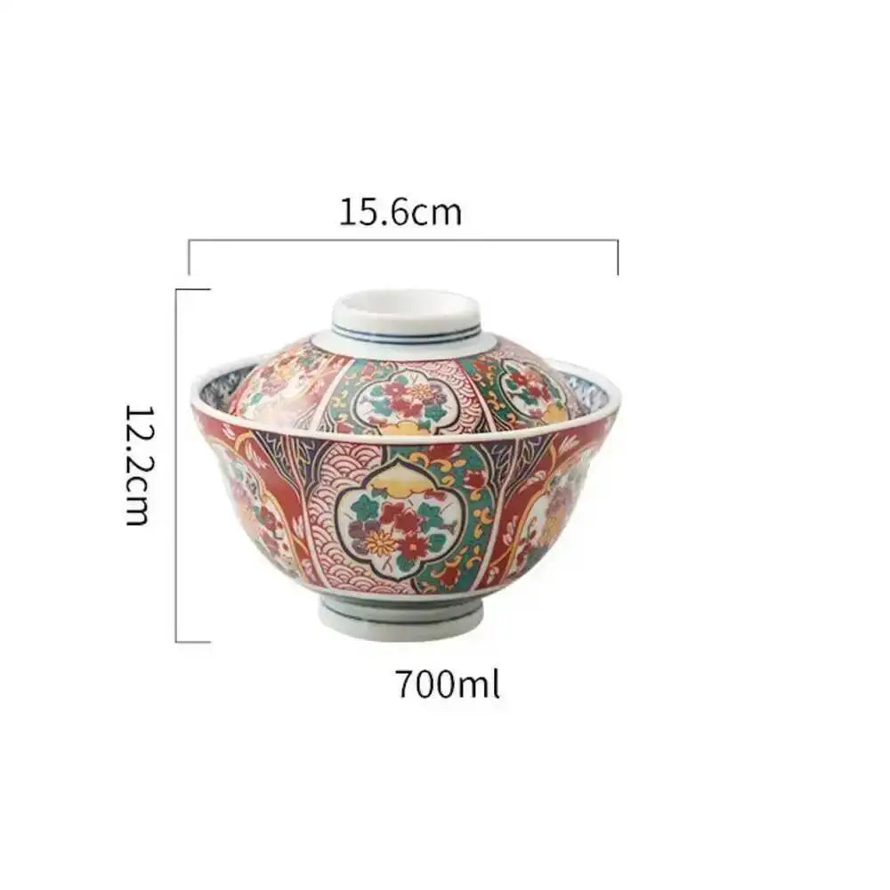 6-inch Japanese Ceramic Rice Ramen Bowl Instant Noodle Soup Bowl With Lid Kitchen Tableware Supplies Oasis Select