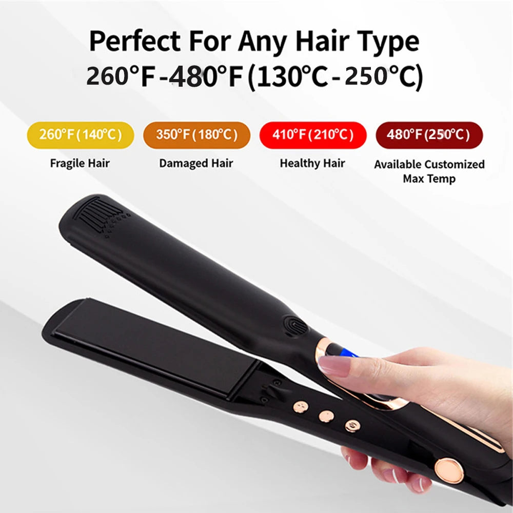 Hair Straightener 480F High Temperature Professional Wide Plates Irons MCH Hard Anodized Plate Treatment Hair Flat Iron Oasis Select