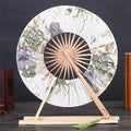 New Japanese Sakura Flower Pocket Folding Hand Fan Round Circle Party Decor Gift Bamboo Windmill Folding Fan Chinese Fans Oasis Select Gold