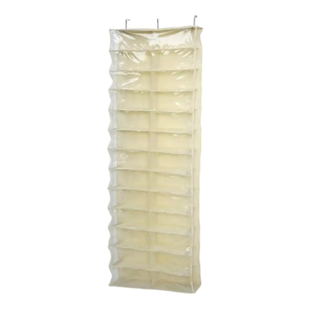26-Pocket Over-Door Shoe Rack Organizer | Transparent Pockets