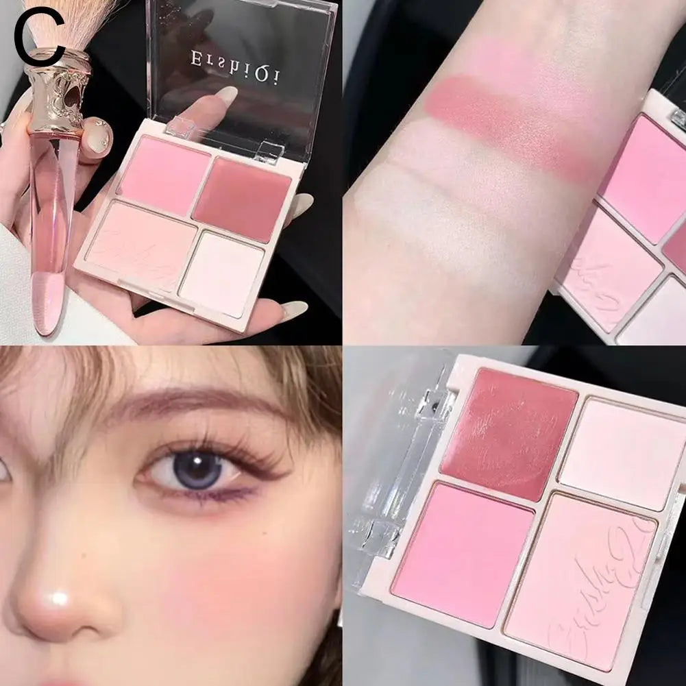 4-Color Matte & Shimmer Blush Palette – Pigmented Long-Lasting Blush Palette Oasis Select 03