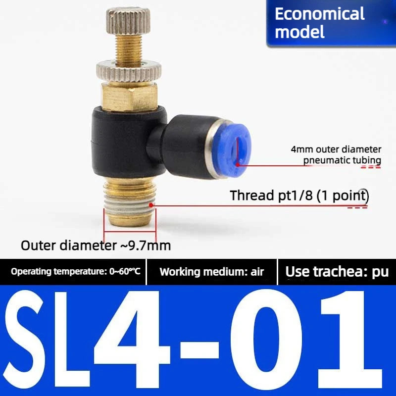 Quick Connect Pneumatic Connector "1/8" 1/4 "3/8" 1/2 M5 Air Speed Throttle Valve Regulating SL 4 6 8 10 12mm Valve Oasis Select Blue SL4-01