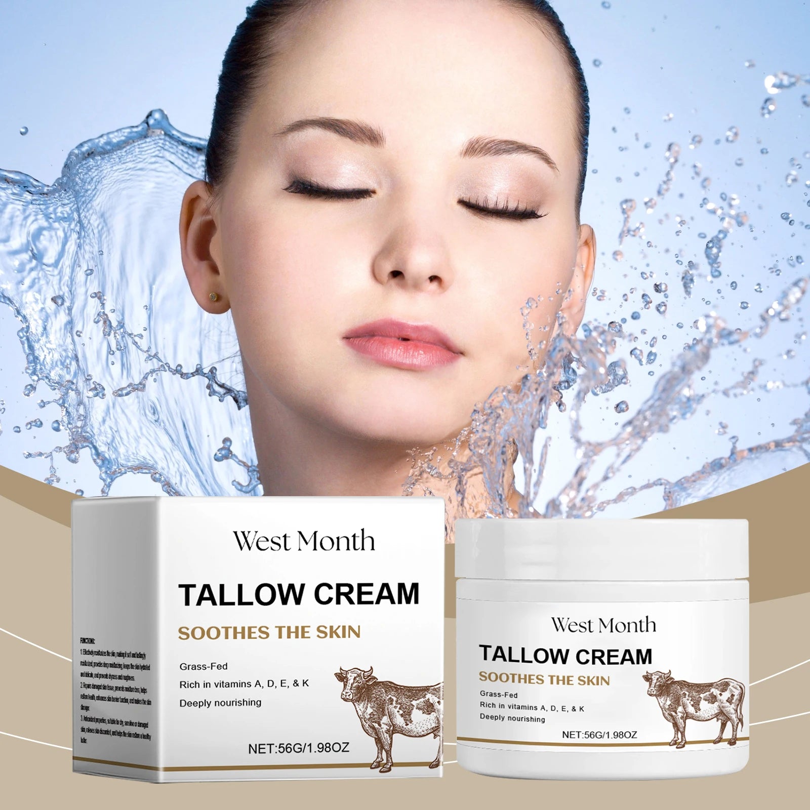 Tallow Face Cream Fade Fine Lines Lifting Firming Hydrating Smoothing Brighten Moisturizing Nourishing Balm Skin Care Oasis Select