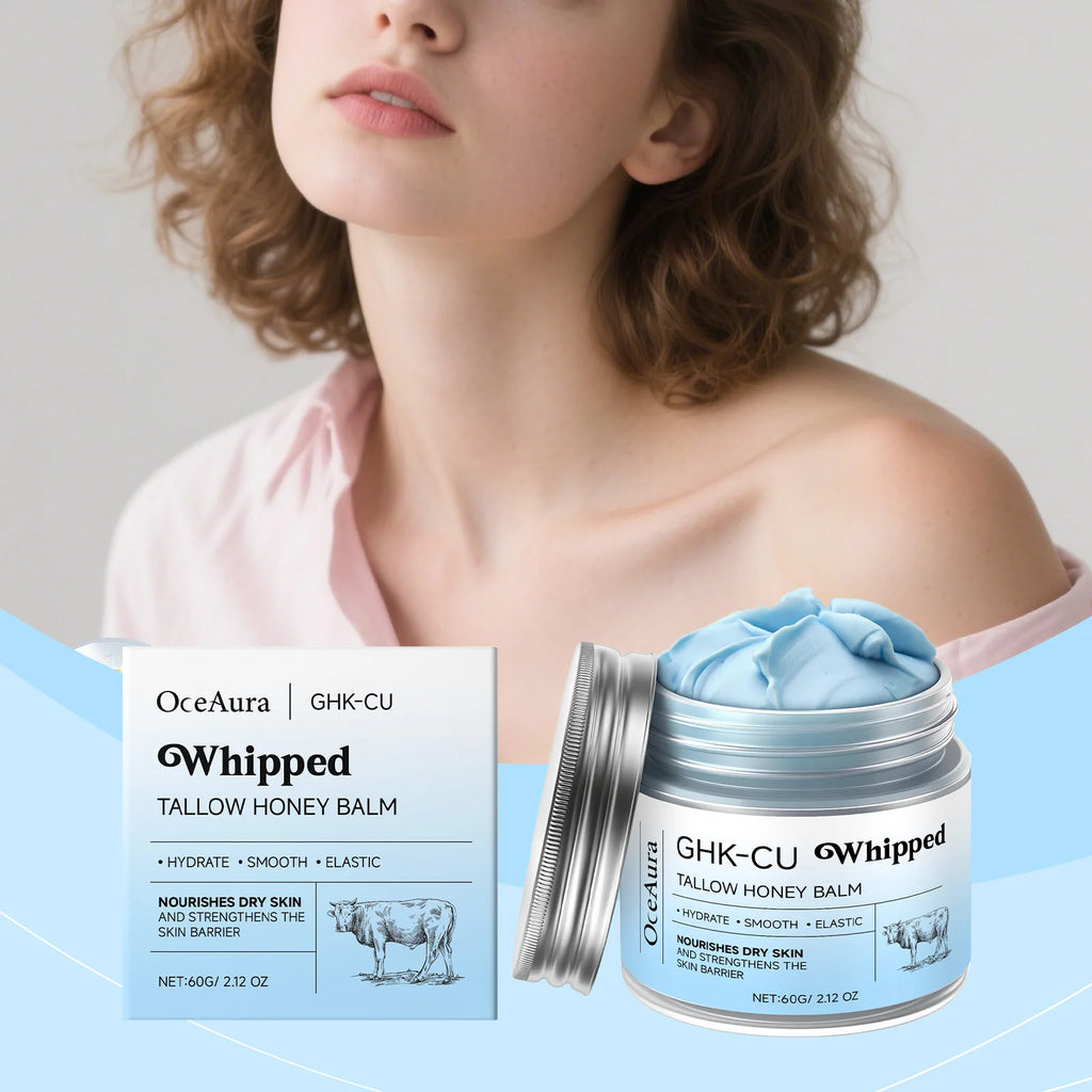 Oceaura Tallow Honey Moisturizing Cream Nourish Dry Skin Deep Hydration Brighten Even Skin Whipped Cream Non Greasy Body Care Oasis Select