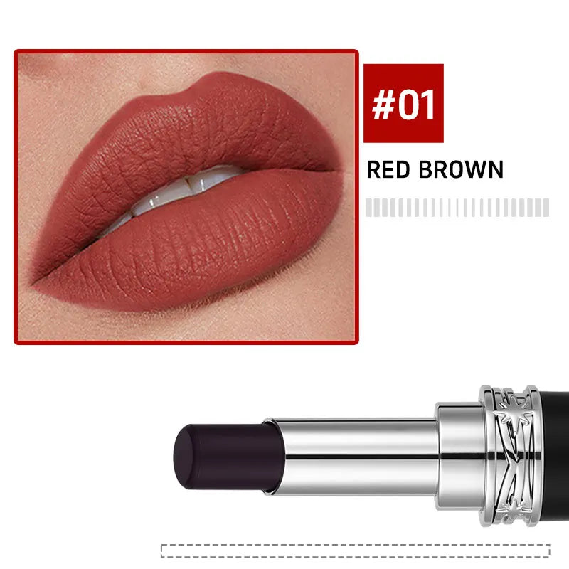 O'CHEAL Soft Mist Non-Stain Lipstick Matte Smooth Softly Fits The Lips Brightly Colored Waterproof Long-lasting Lip Makeup Oasis Select 01 Red Brown 3.2g