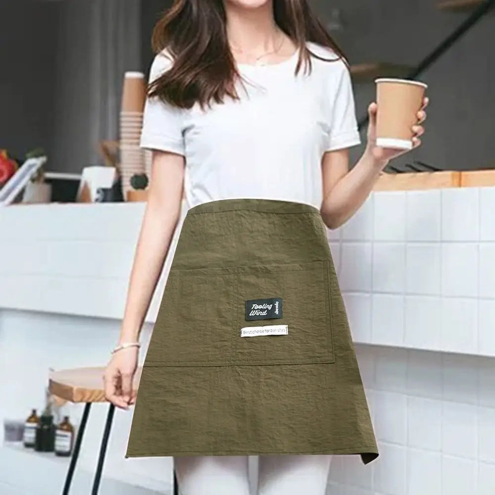 Waterproof Kitchen Apron Half Waist Anti-fouling Oil-proof Cooking Baking Bibs Cooking Smock for Barber Coffee Shop Catering Oasis Select