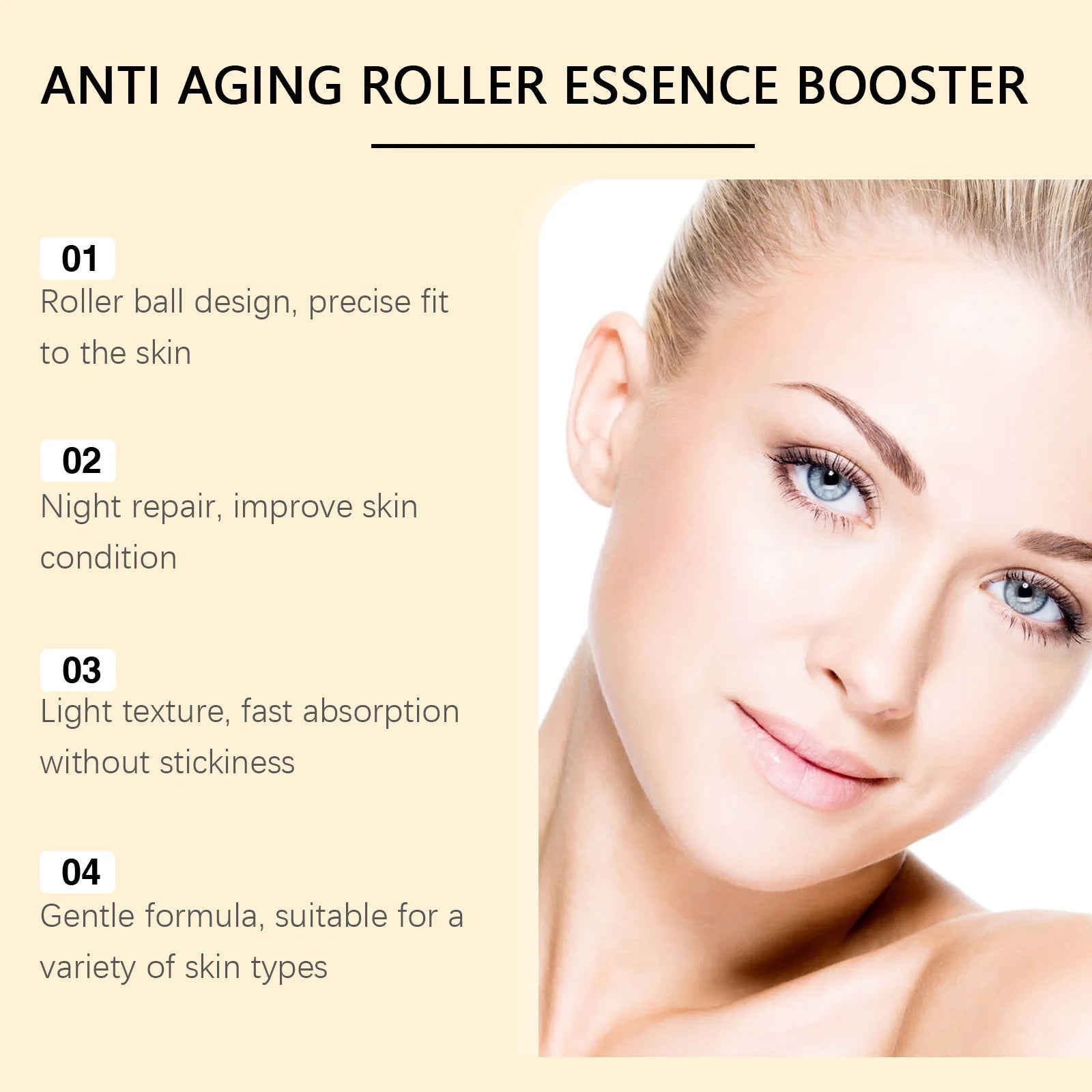 Anti Aging Roller Essence Bee Venom Booster Hyaluronic Acid Skin Firming Fine Lines Improvement Facial Massage Skincare Serum Oasis Select