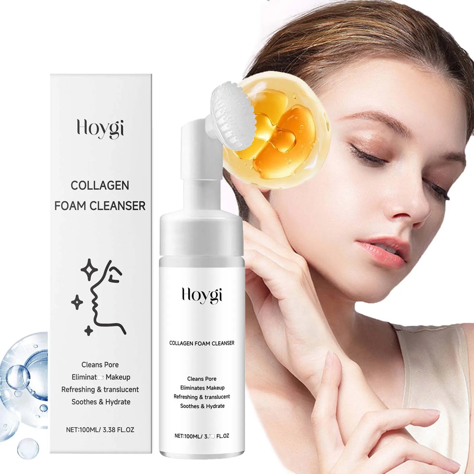 Collagen Facial Cleanser Mousse Deep Cleansing Skincare Controls Oil Moisturizing Firming Face Wash Foam Cleanser Skin Care Oasis Select